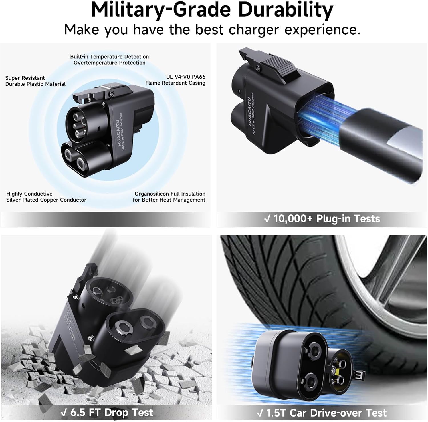 Tesla Supercharger Adapter, NACS to CCS Adapter, Fast Charge Your CCS1 EV at Tesla Superchargers, Electric Vehicle Charging Accessories for Ford, Rivian, GM, Volvo and Polestar EVs
