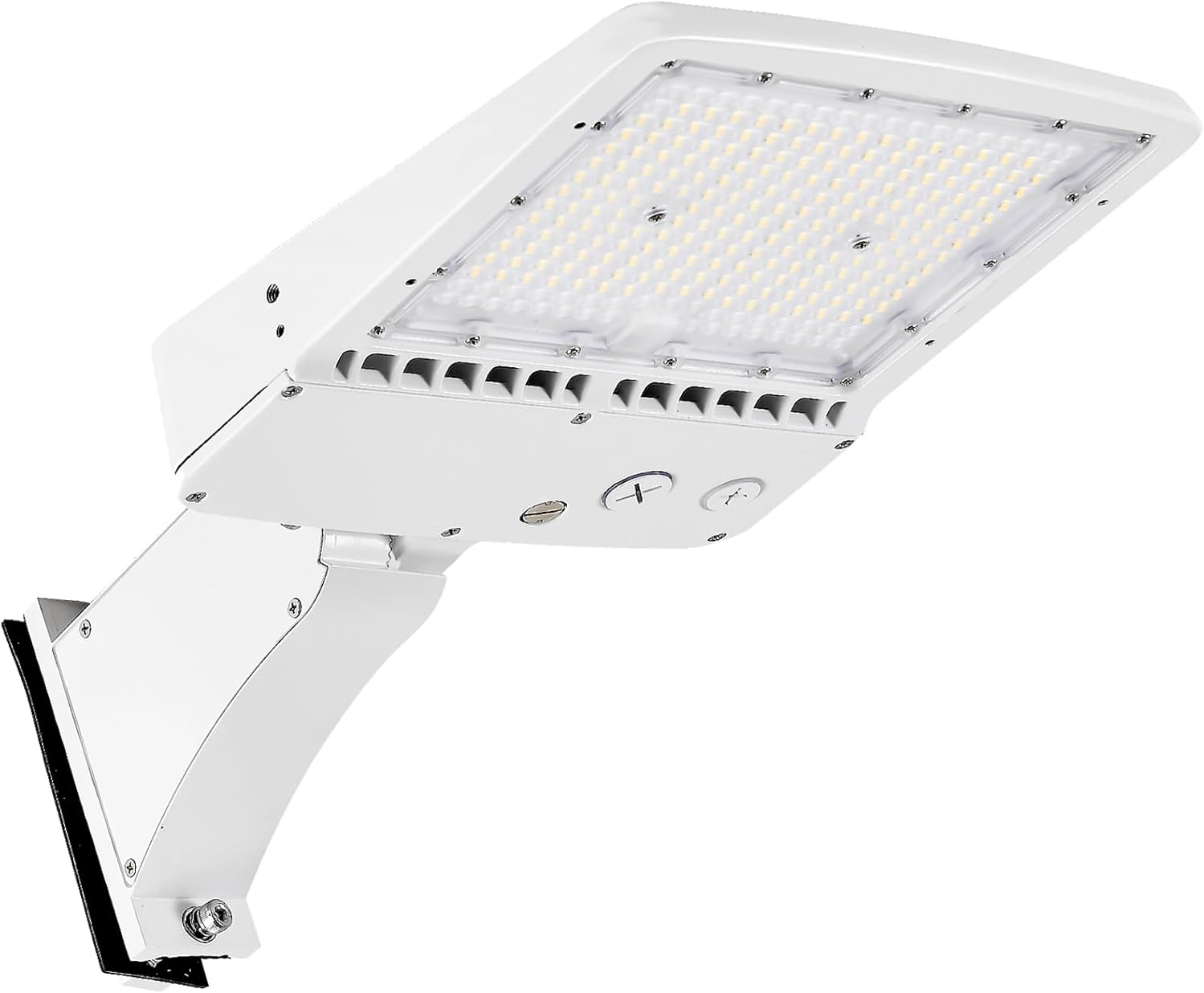 150W White LED Parking Lot Light, 5000K 21000LM [Eqv. 500W HPS] Dimmable LED Shoebox Area Light with Arm Mount, AC100-277V Outdoor Pole Flood Lighting, IP65 10KV Surge Protection, UL DLC Listed