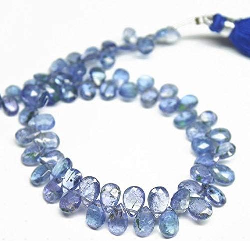natural tanzanite faceted pear drop gemstone craft loose beads strand 8