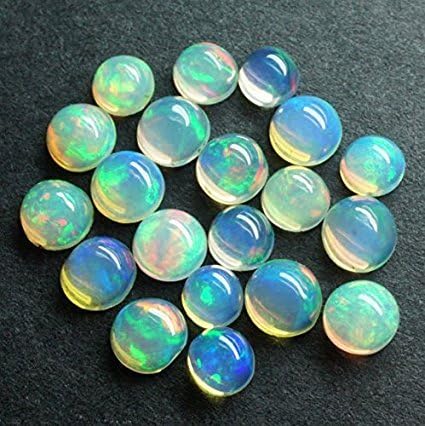 natural ethiopian opal 4 mm cabochon round 1 pair 2 pcs