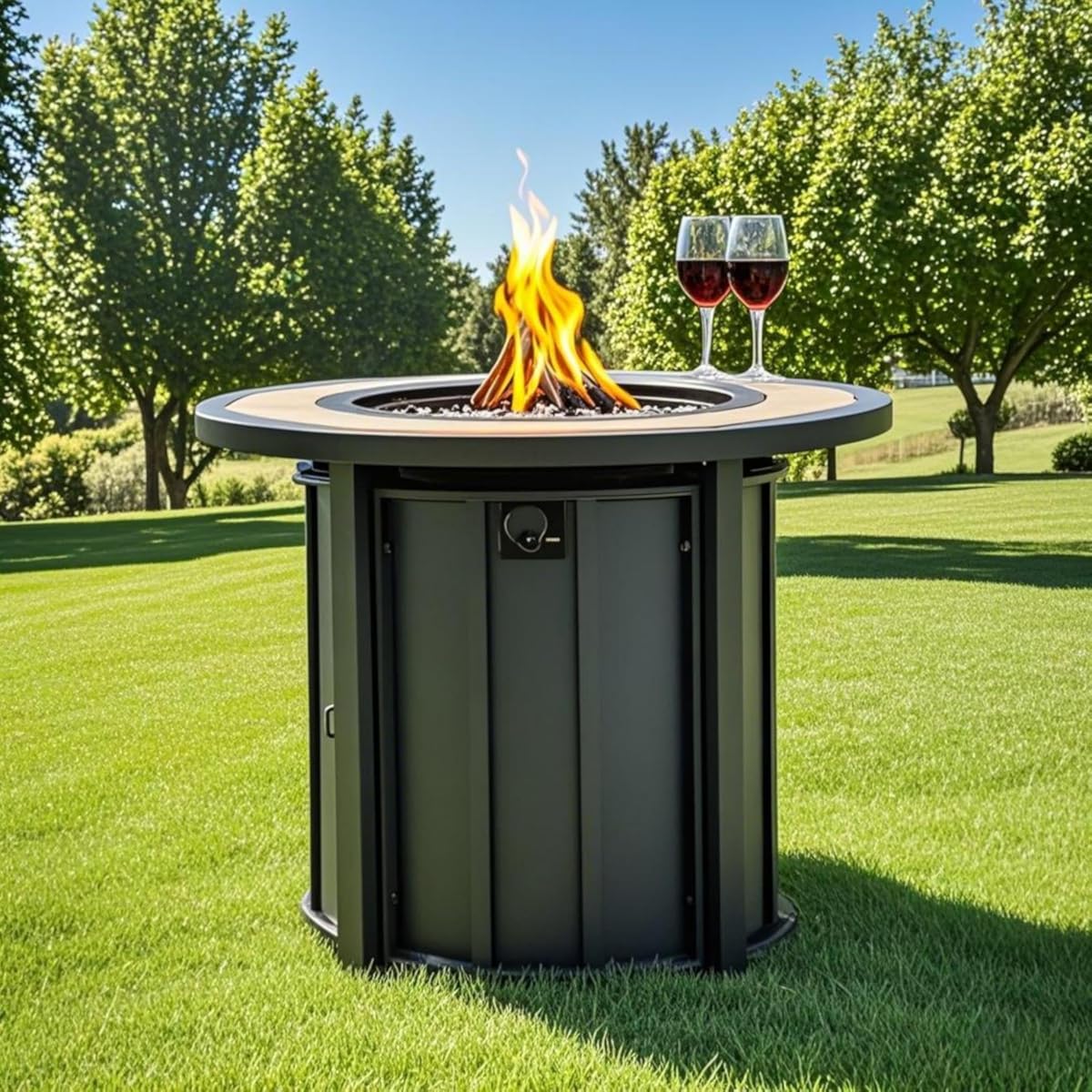 LifeSky 30 Inch Outdoor Fire Pit Table - 50000 BTU Propane Gas Fire Table with Mosaic Ceramic Tabletop & Lid for Patio Deck Backyard - 2-in-1 Convertible Design for Social Gatherings & Relaxation