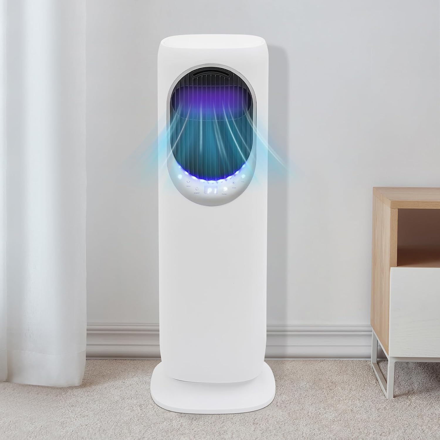 DYRABREST 3-in-1 Air Conditioner Fan, 1800W PTC Portable Evaporative Cooler Remote with Heater Humidifier, 3 Speeds Cooling 2 Speeds Heating with Tank, Quiet for Bedroom Office Home (White)