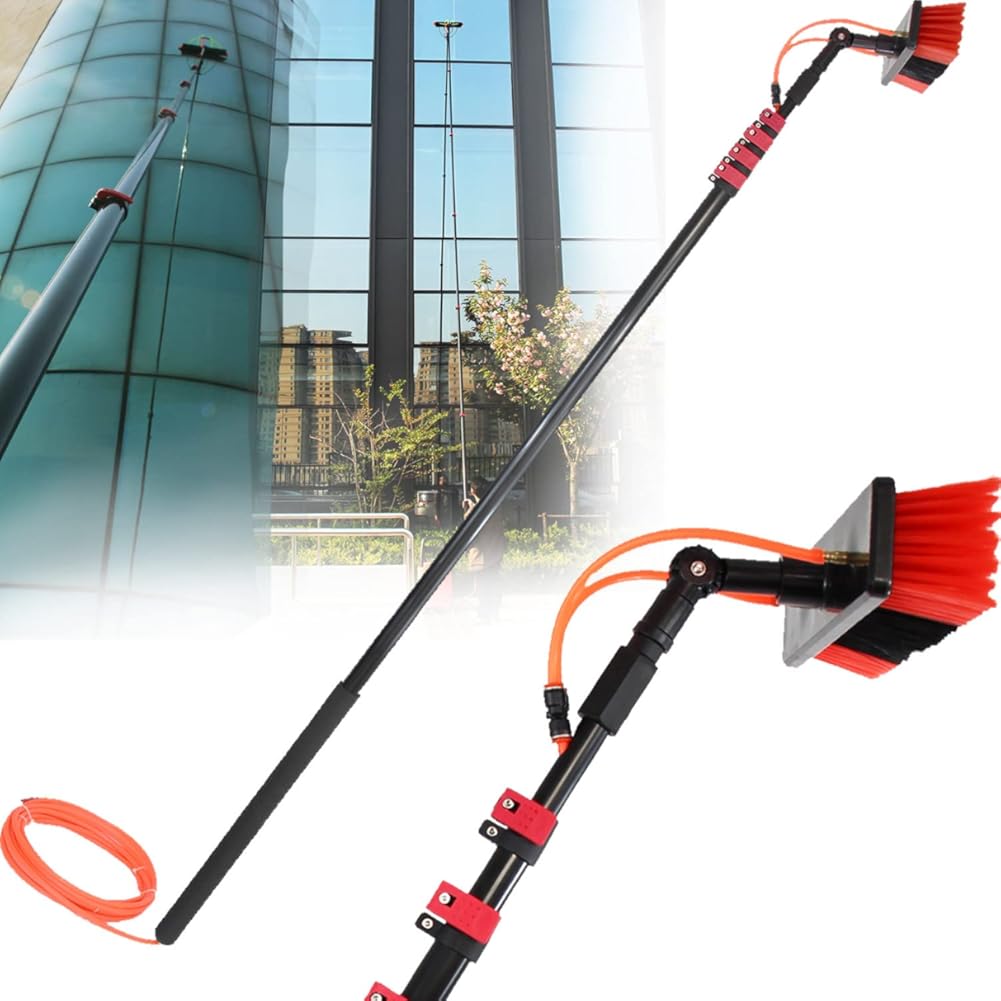 Telescopic Rod Water Brush, Window Cleaning Pole Water Fed Telescopic Brush Extendable Cleaner Conservatory Roof,Cleaning Photovoltaic and Solar Panels,12ft/3.6m-36ft/10.8m,36FT/10.8M
