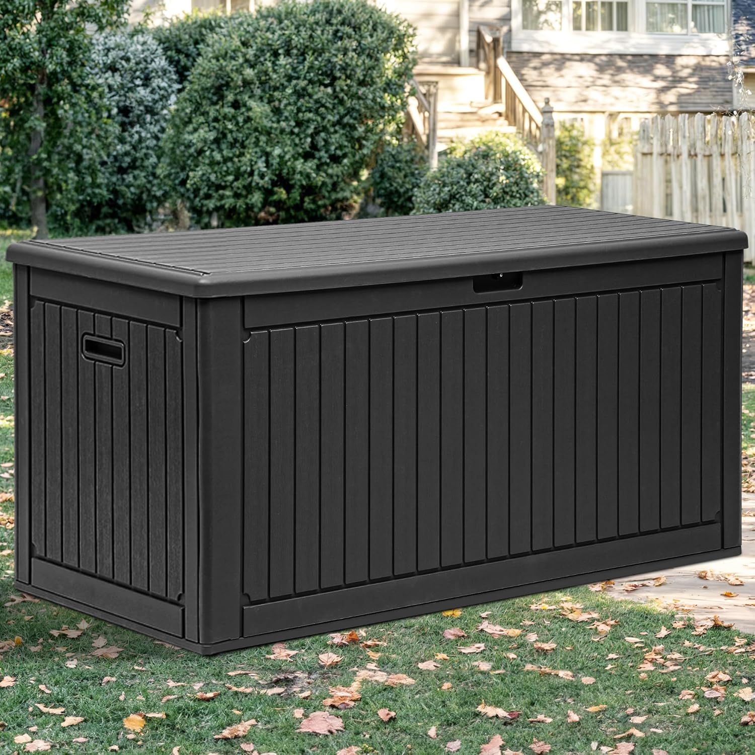 YITAHOME 260 Gallon Extra Large Deck Box, Double-Wall Resin Outdoor Storage Box with Flexible Divider for Patio Cushions Pool Supplies Garden Tools, 1000lbs Load Capacity, Lockable&Waterproof (Black)