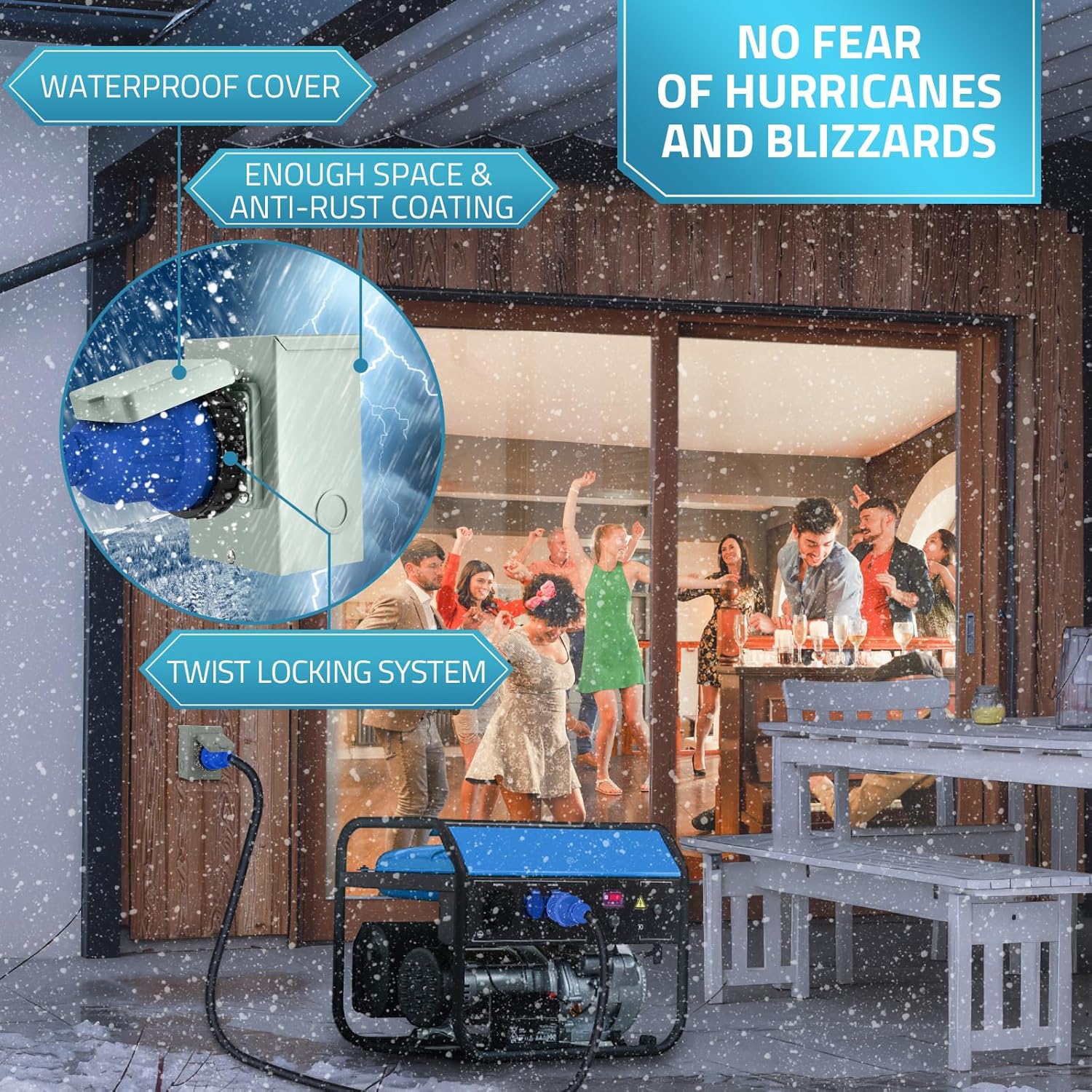 PAULINN 30 Amp Generator Cord (25 FT) and 30Amp Generator Power Inlet Box, NEMA L14-30P to L14-30R Twist Locking Adapter Plug & Cord Organizer, ETL Listed, Weatherproof, Emergency Power Combo Kit