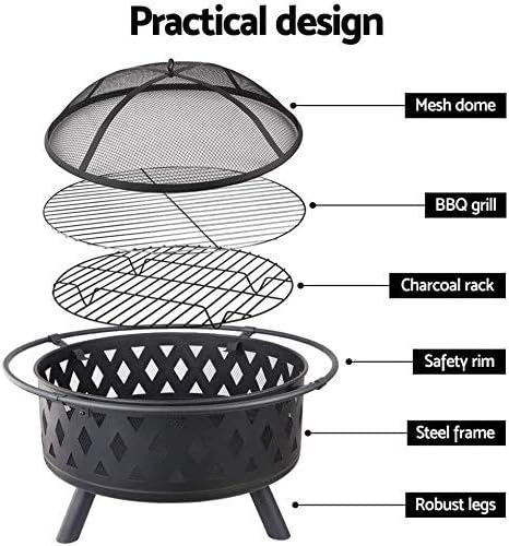 Wood Burning Fire Pit Backyard with Cooking Grill,Fire Pit Multifunctional Barbecue Rack Indoor Winter