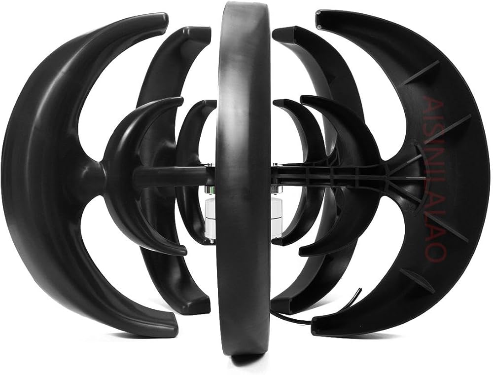 Portable 5 Blades Vertical Wind Turbines Generator, 12V 24V 48V 5000W Vertical Wind Turbine Power Generator Low Noise for Cabins Or Mobile Homes