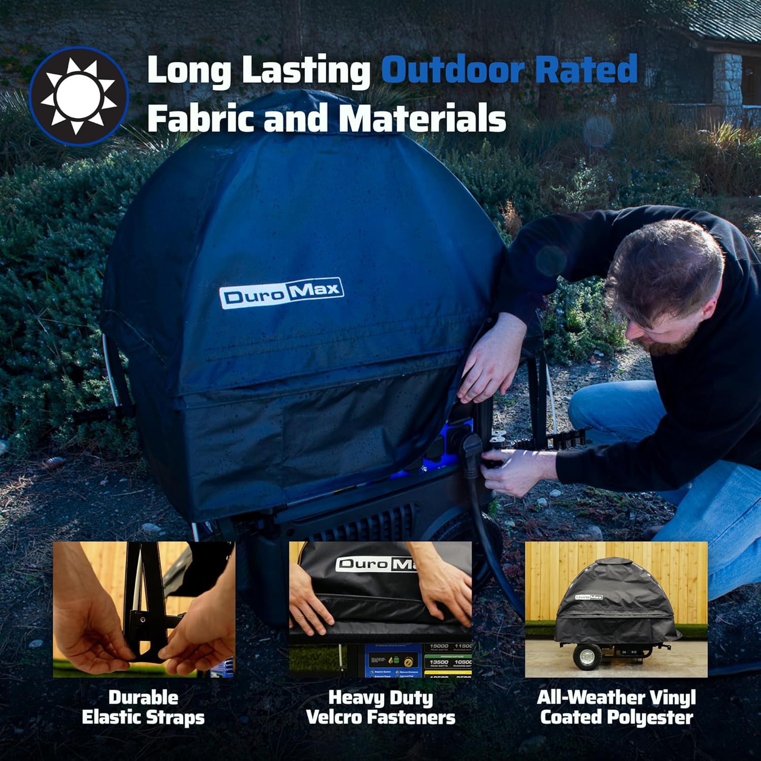 DuroMax DMX-GTV Inverter Generator Running Cover – Weatherproof Vinyl Canopy for Inverter Generators, Fire- & Wind-Resistant, Universal Fit Protection