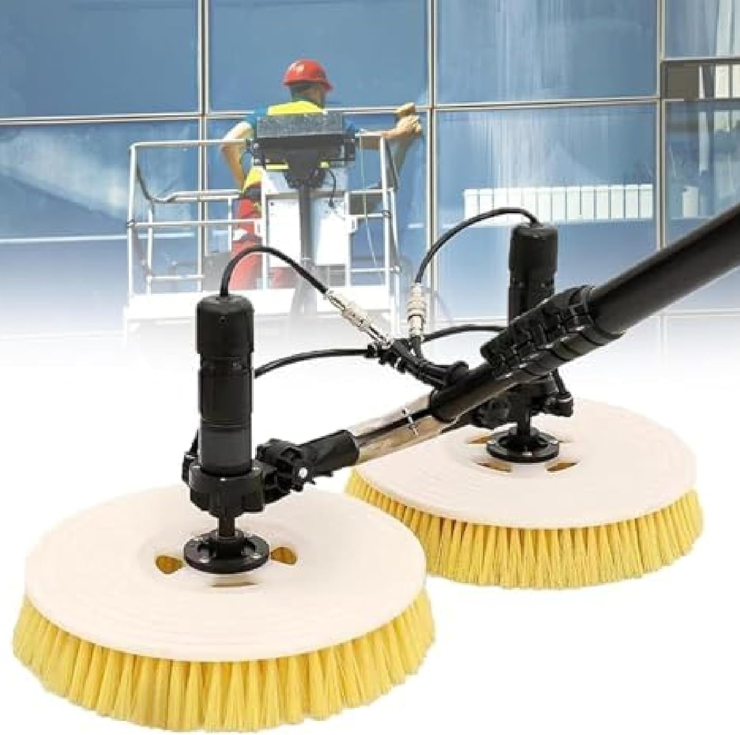 Electric Pool Cleaning Brush w/Adjustable Brush Head, Extendable Window Cleaning Pole Cleaner Kit, Photovoltaic & Solar Panel Cleaning Tool Lithiumbattery-3meters