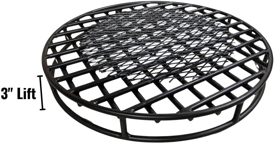 Walden Backyards Fire Pit Grate with Ember Catcher - High Temperature Heavy Duty Steel Round Firegrate for Outdoor Pits and Campfire - 24”