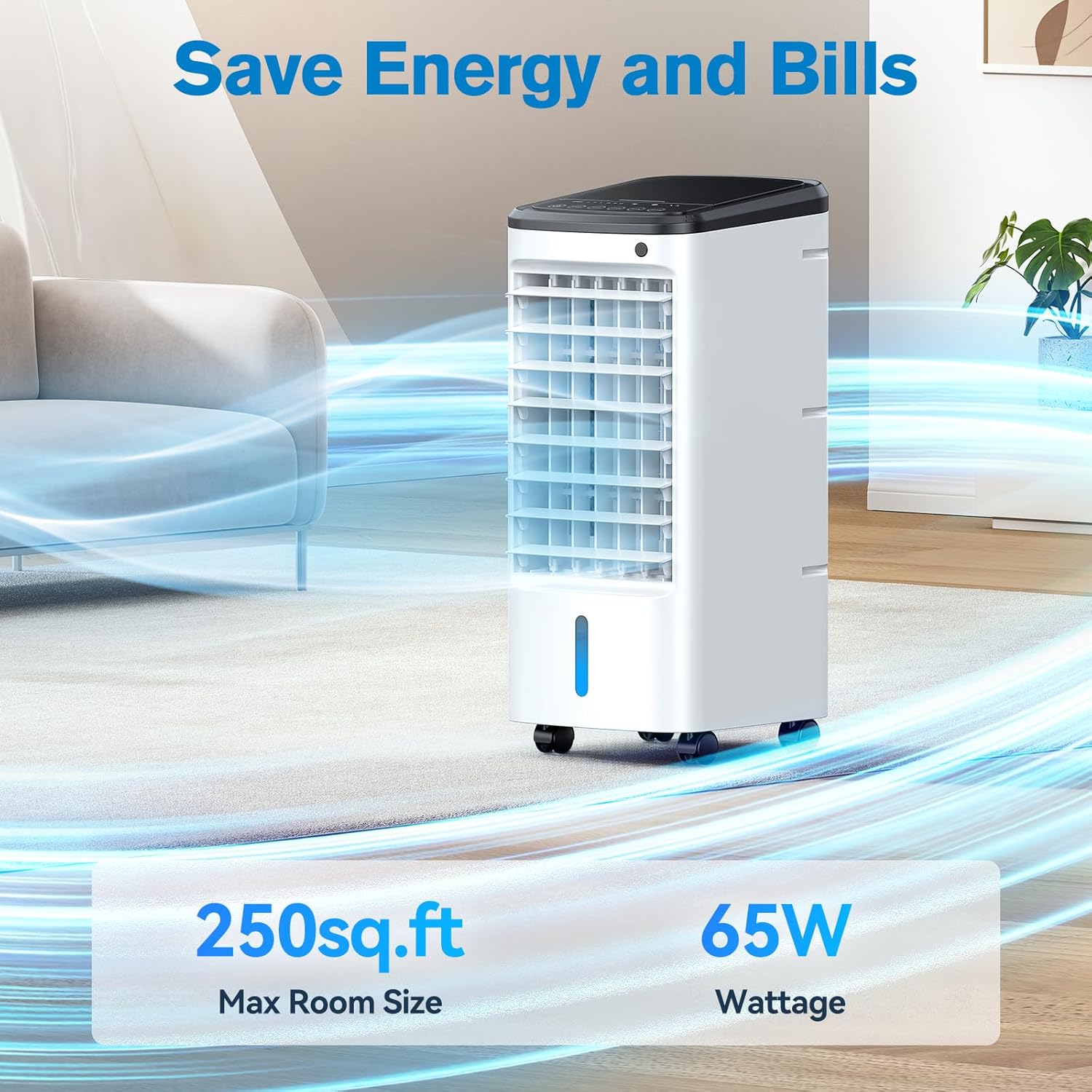 Windowless Portable Air Conditioners with Remote, Ventless Ac Unit Ductless Air Cooler, Hoseless Quiet Evaporative Oscillating Swamp Cooler, 6 Ice Box for Bedroom Indoor Outdoor Office Room