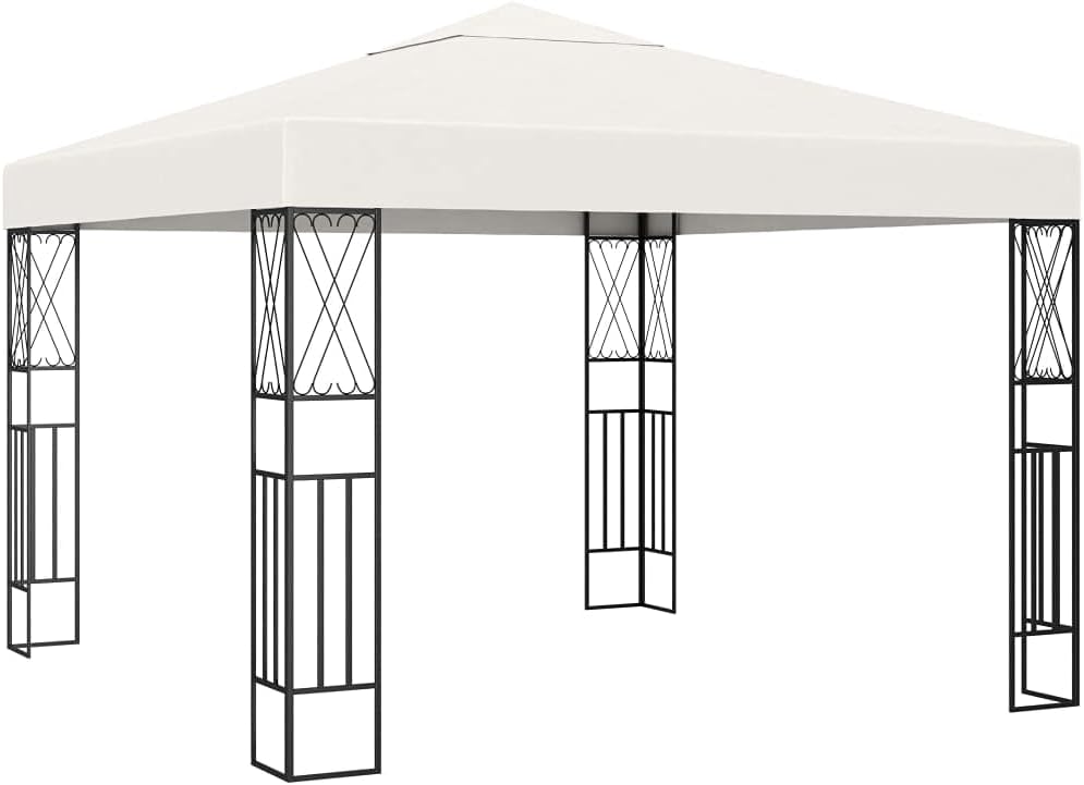 Gazebo 9.8'x9.8' Cream Fabric,：， Outdoor Living, Patio Furniture & Accessories
