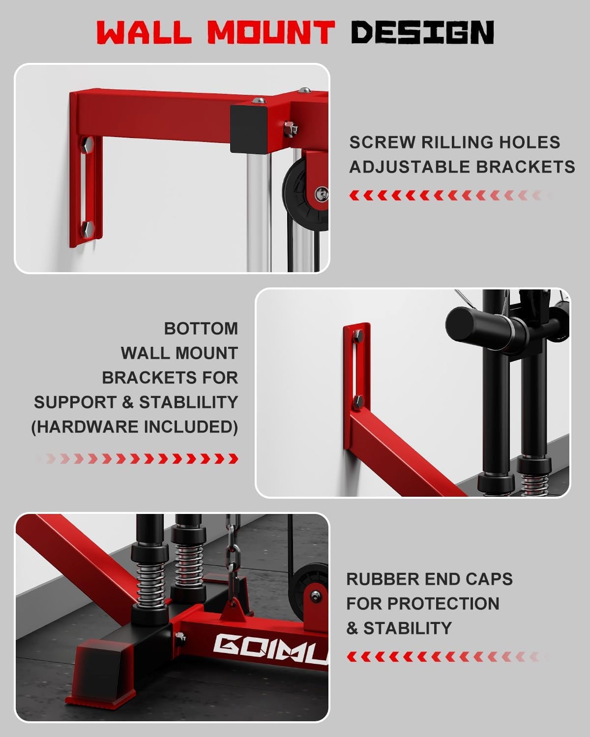 Wall Mount Cable Station, WM1 Cable Crossover Machine with 17 Positions, High and Low Cable Crossover Machine with Removable Footplate for Garage Home Gym