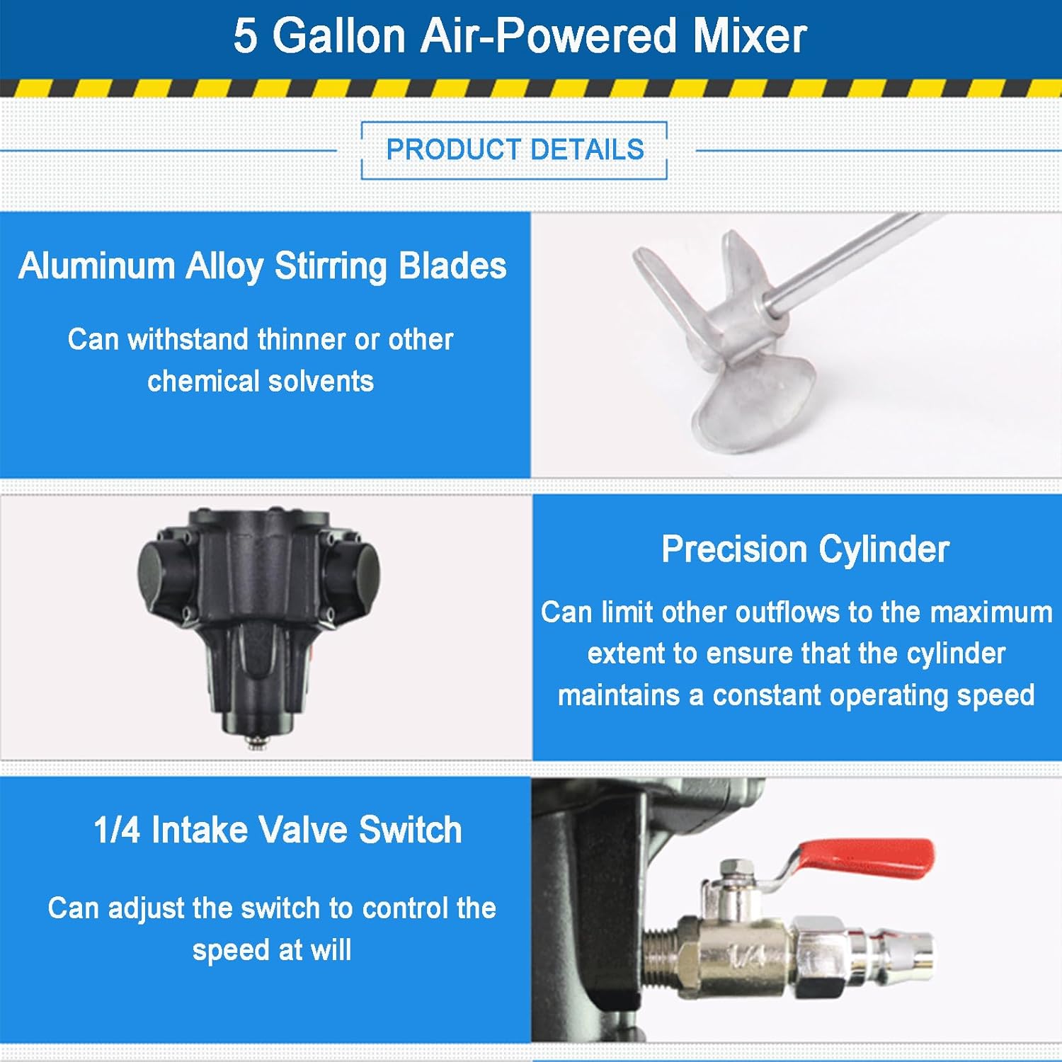 5 Gallon Pneumatic Agitator, Paint Mixer with Stand, 2600r/min Paint Stirring Machine for Mixing Plaster Paint Mortar Glue