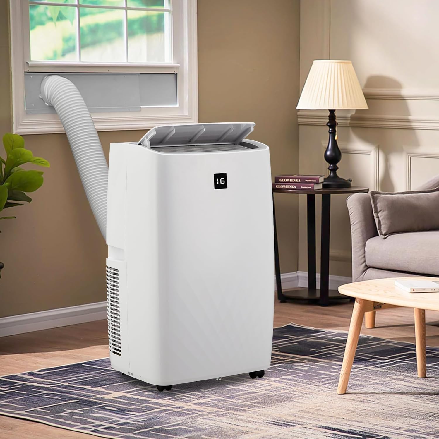 12000 BTU Portable Air Conditioner, 3-In-1 Cooling, Dehumidifier Fan for Rooms Up to 550 Sq. Ft. Digital Display, Remote Control, and Smart Sleep Mode