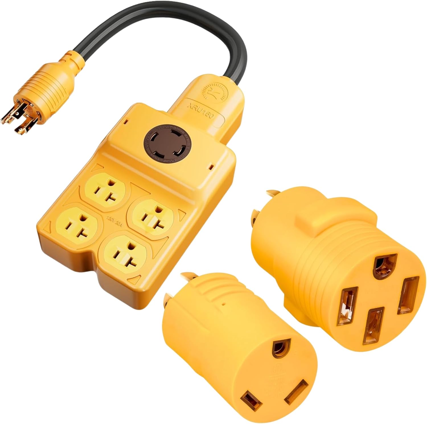 MECMO NEMA L14-30P to 50A 30A RV 14-50R TT-30R & Four 5-20R/ 5-15R & L14-30R Generator Adapter Extension Cord, 4 Prong Twist Locking Generator 30 amp to 15 Amp/20 Amp 30 Amp Generator