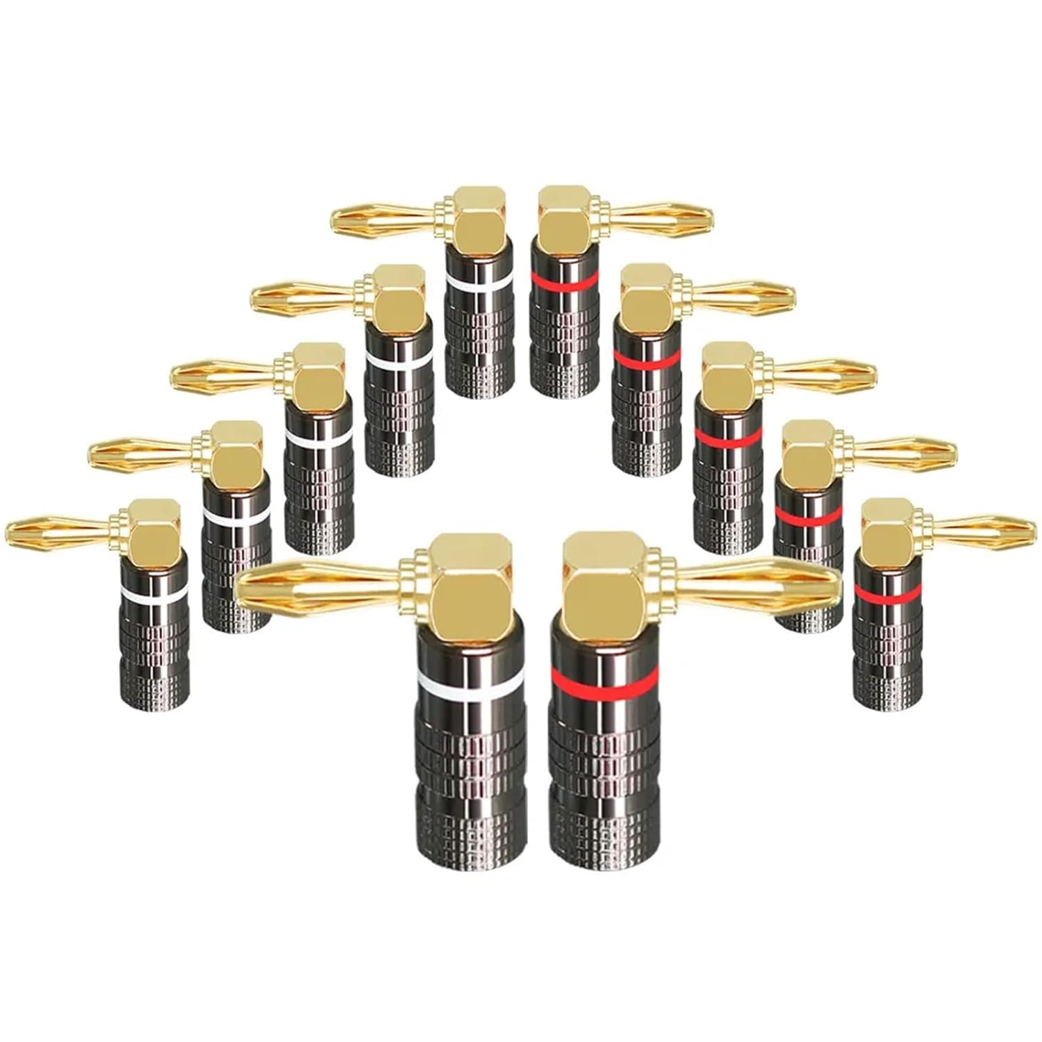 Dual Screw Lock Banana Speaker Cable Connector Right Angle Banana Adapters Jacks Amplifier Connector Banana(24 Pieces)