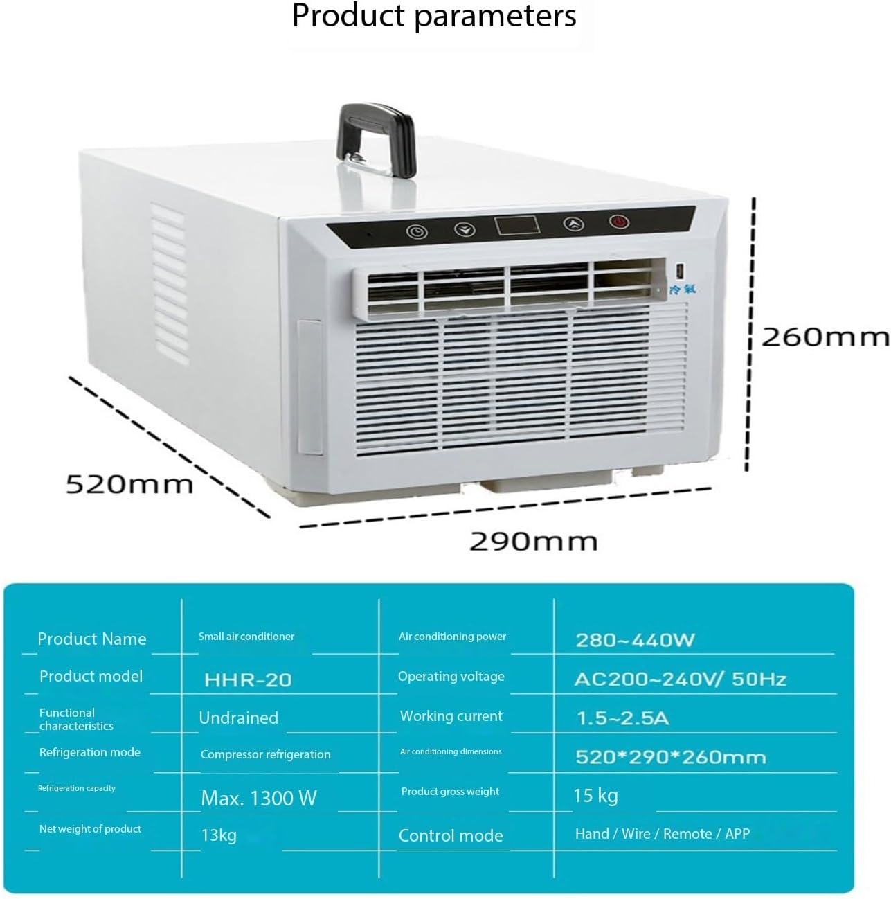 Portable Air Conditioner, Drain-free Mosquito Net, Mobile Air Conditioner, Cooling Air Fan, Portable Parking, Camping Tent, Suitable for Home, Outdoor