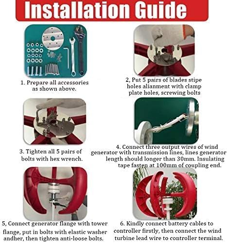 CAJUCA 8000W Vertical Axis Wind Turbine Generator,with 5 Blade+Controller 12V 24V 48V Lantern Wind Turbine Suitable for Outdoor Courtyard