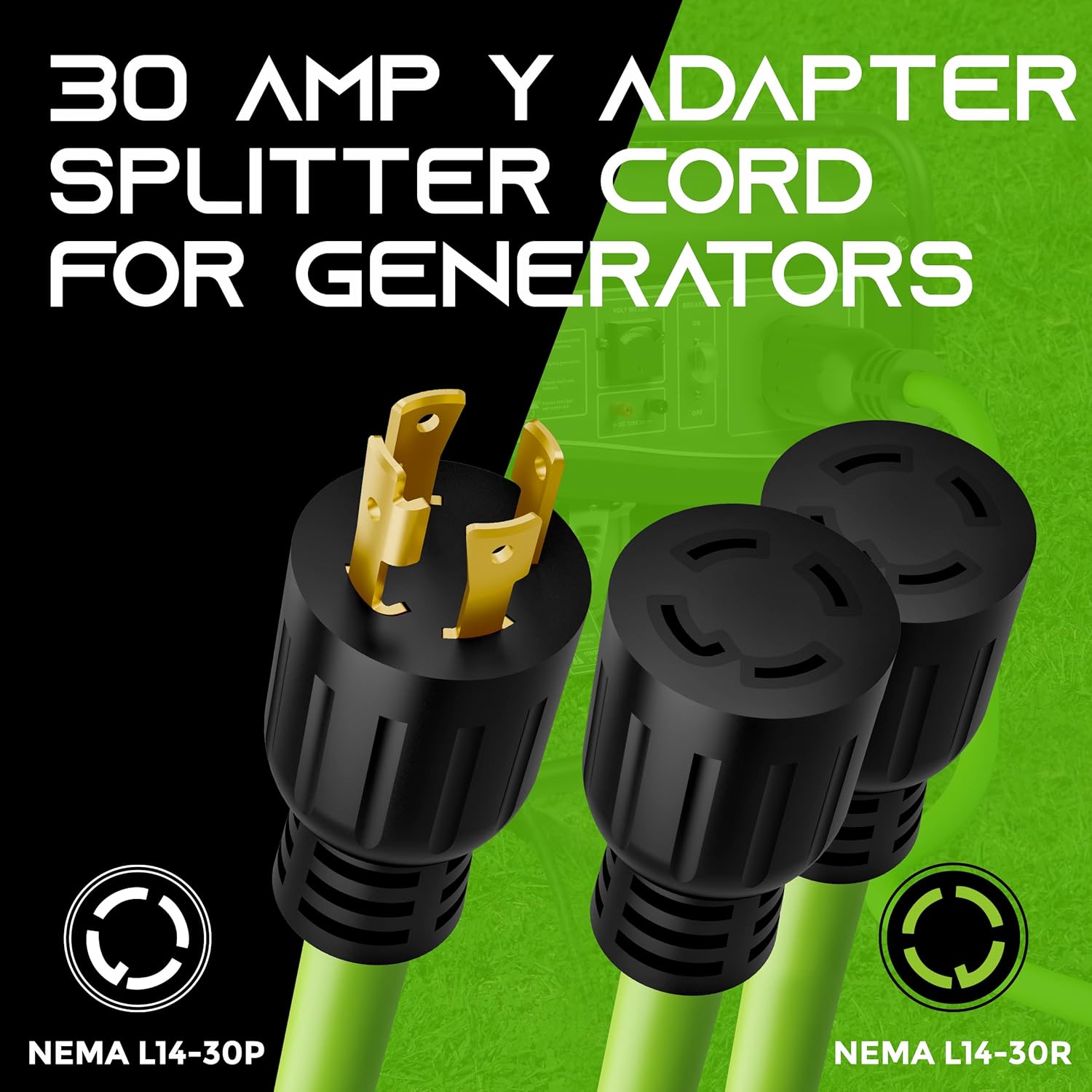 GearIT 30A Generator Cord (40ft) and 30A Y Splitter (3ft)