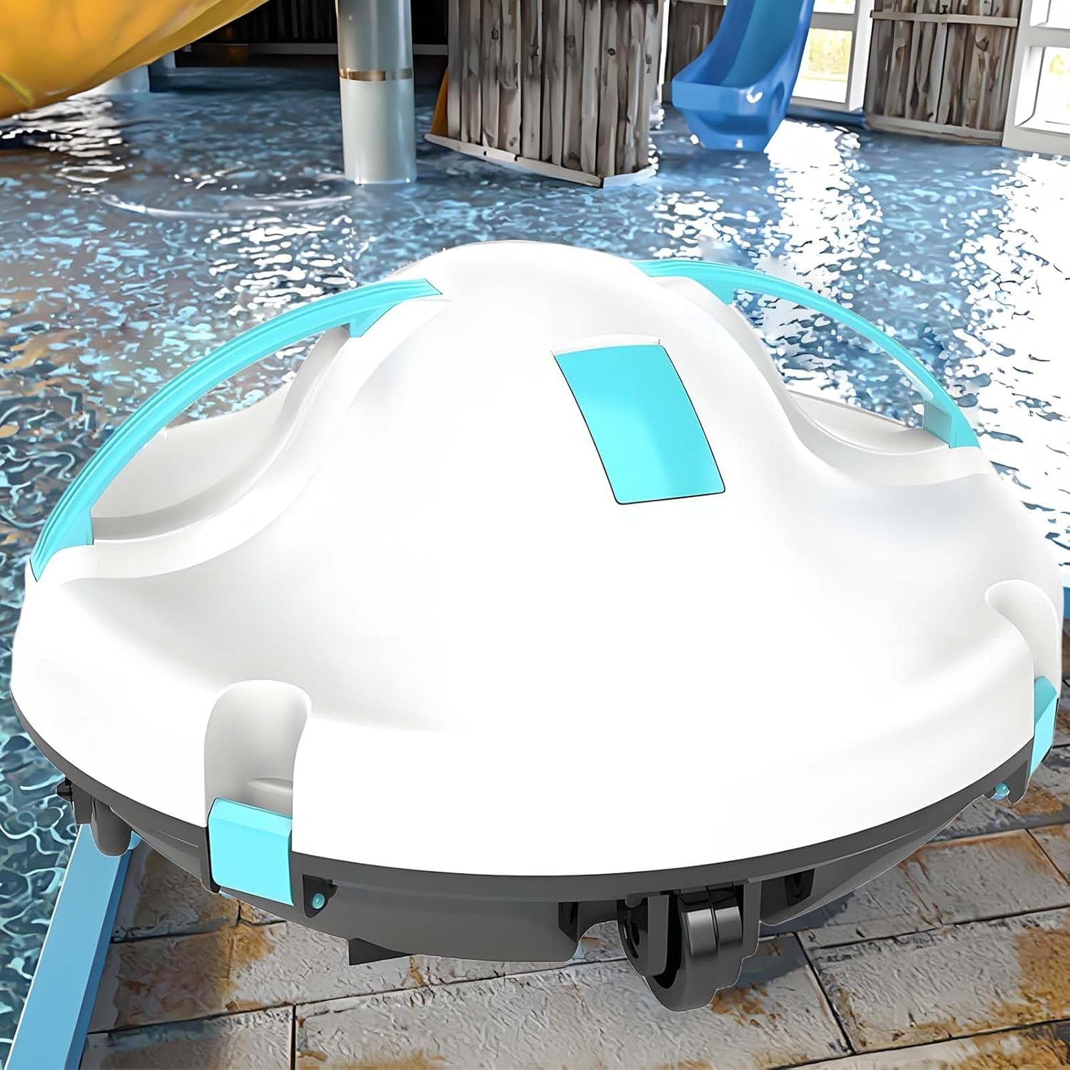 Robotic Pool Vacuum Cleaner,2 h Runtime,100㎡ Above Ground Swimming Pool Robot Vacuum,Self-Parking
