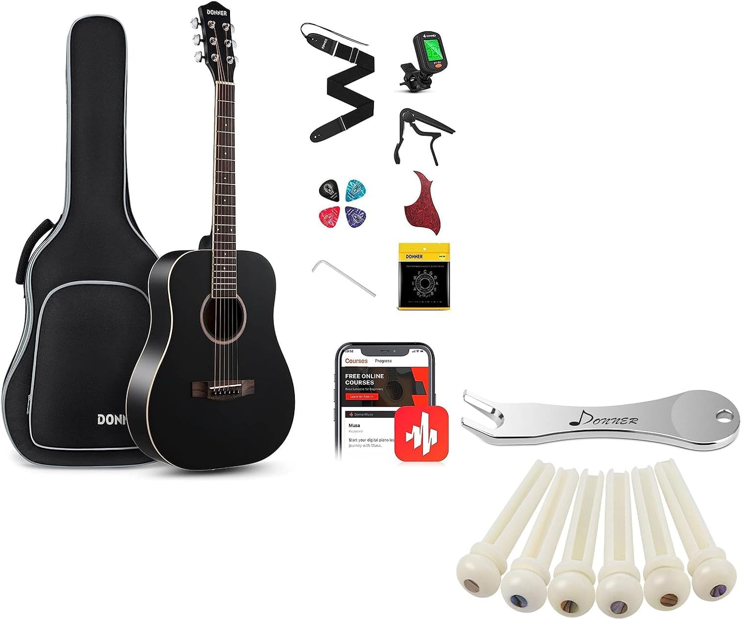 Donner Acoustic Guitar for Beginner-Guitar Bridge Pins