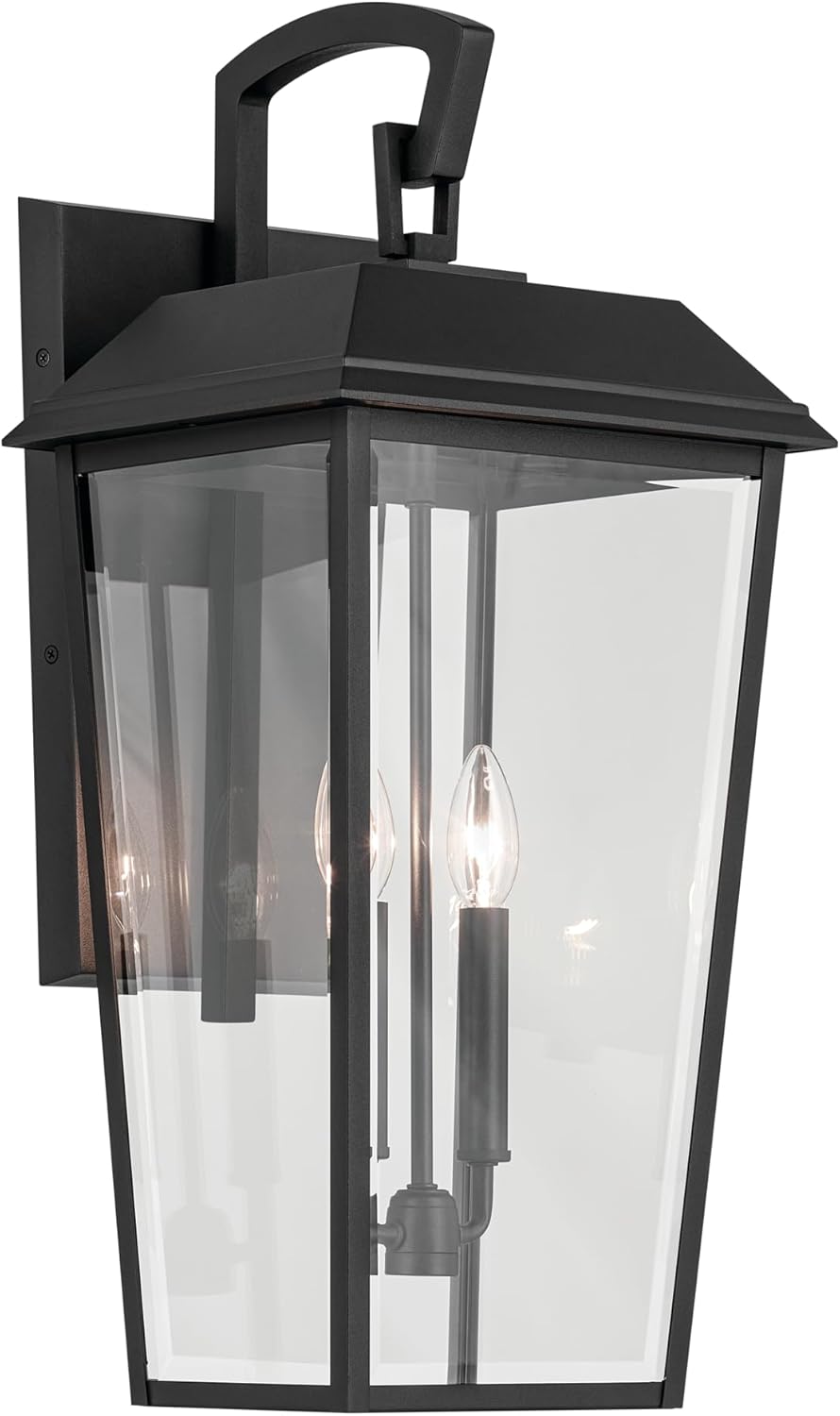 Kichler Mathus 2-Light Textured Black Luxe Updated Traditional Outdoor Wall Light with Clear Glass for Outdoor Walls, Exterior Doors, Garage, Porch or Patio Walls, 59120BKT, (10.75