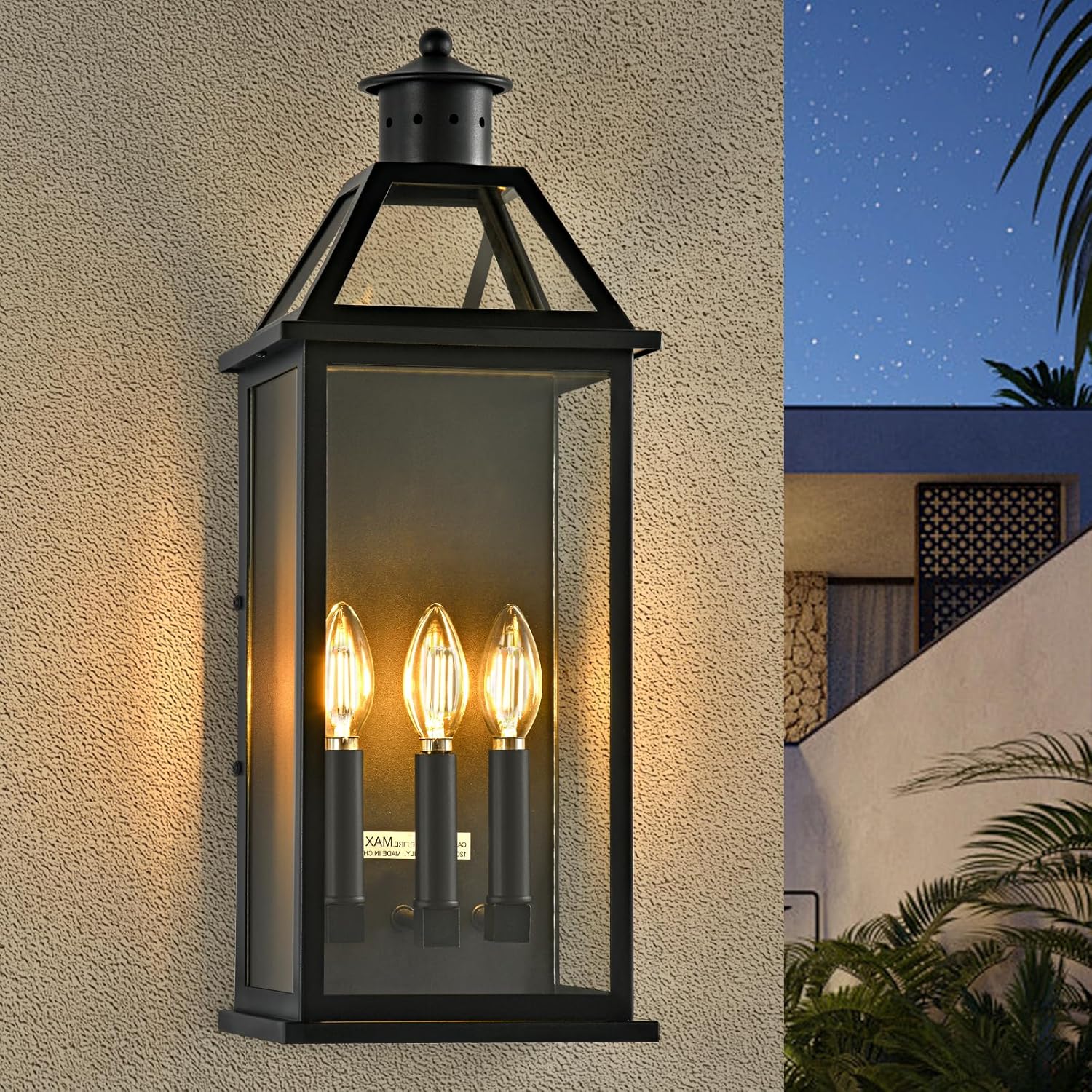 DASTOR Outdoor Wall Lantern 3-Light, 21
