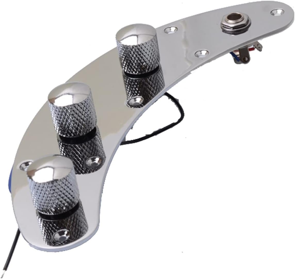 KESHUO Electric Guitar Wiring Harness Chrome Control Plate Pre Wired Loaded Converter for Bass Guitar