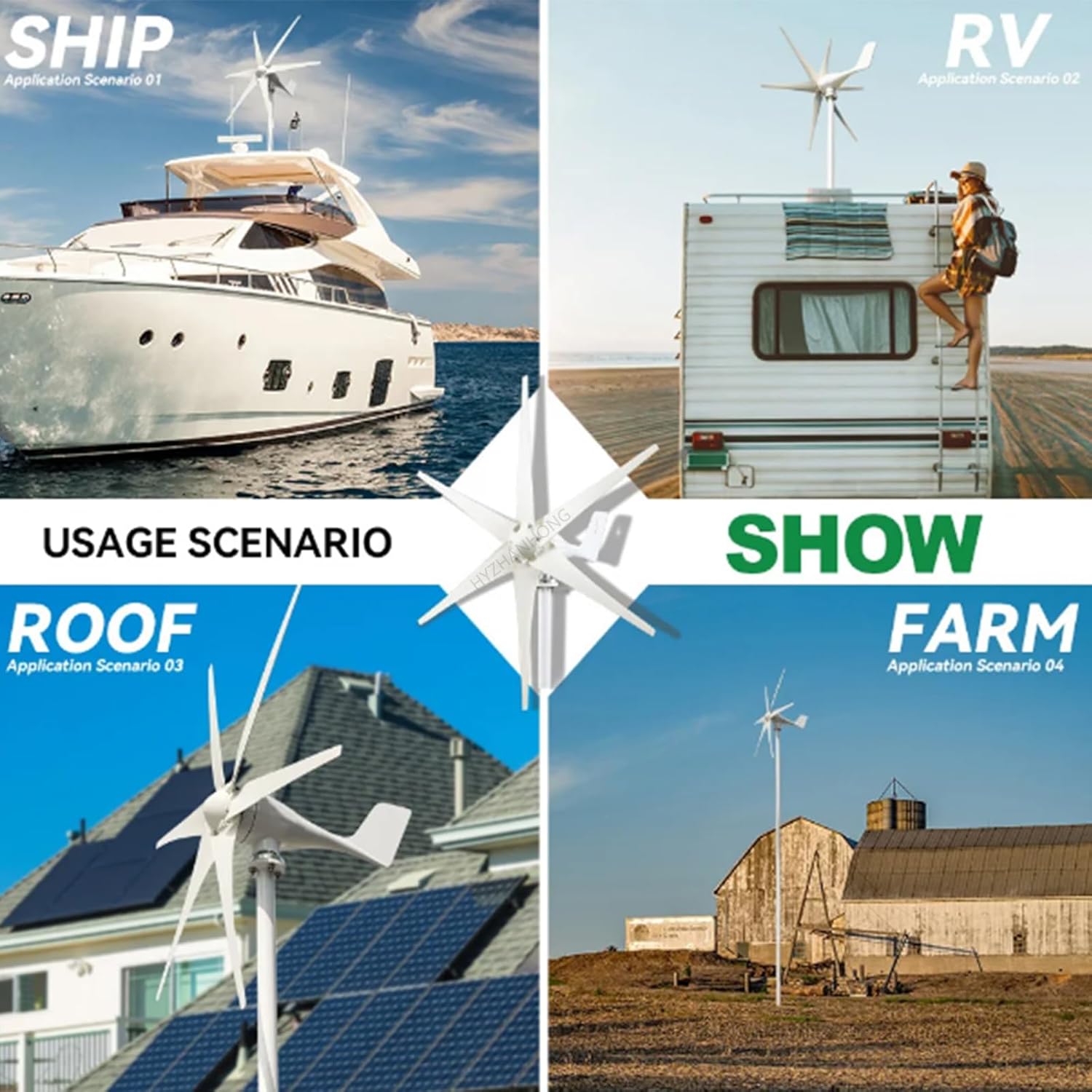 1200W Wind Turbine Generator Kit,with Charge Controller 6 Blades Horizontal Wind Turbine Generator for Farm Home Use(12V-48V)