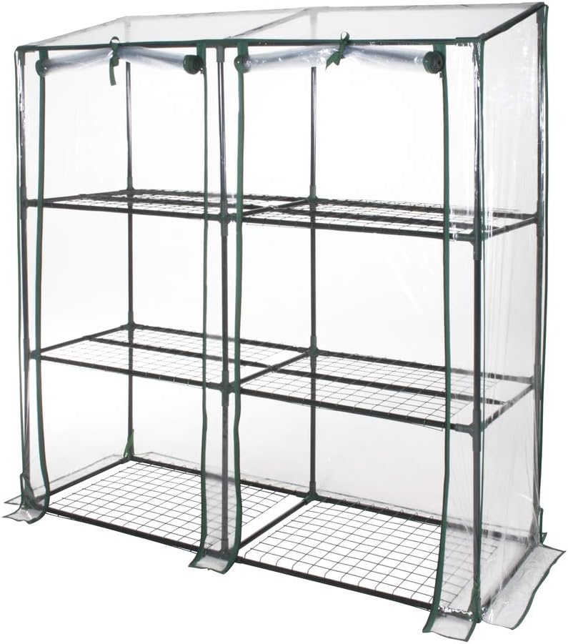 Greenhouse with 3 Shelves - Steel Structure L 152 x P 50 x H 135 cm to Protect Your Plants in Your Garden or on Your Balcony