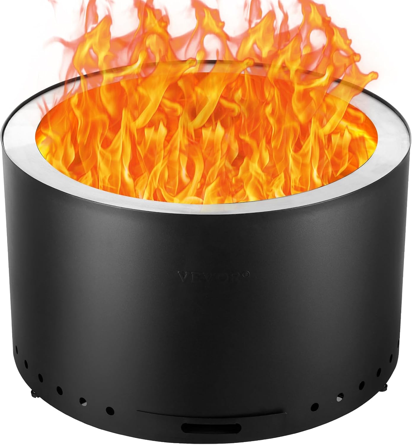 VEVOR 28 inch Smokeless Fire Pit Stove Bonfire, Wood Burning Fireplaces with Removable Ash Pan, SUS430 Stainless Steel Inner Portable Outdoor Firepit,for Outdoor Patio Camping High 17 inch