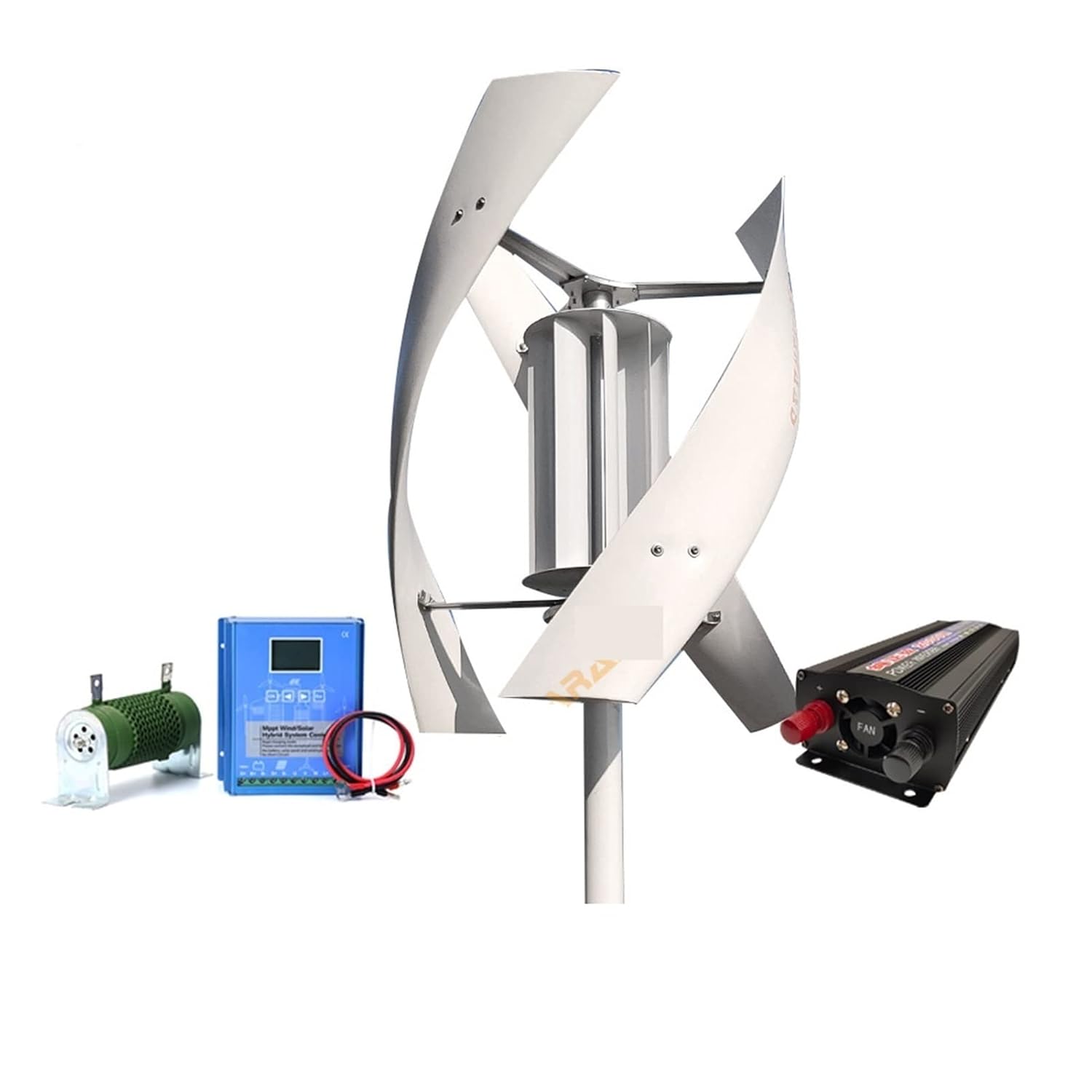 2000w Wind Turbine Generator 48v Alternative Energy Generator 220v AC Output Household Complete Kit with Controller Inverter - Onshore Wind(Hybrid Control,White_24V_2000W)