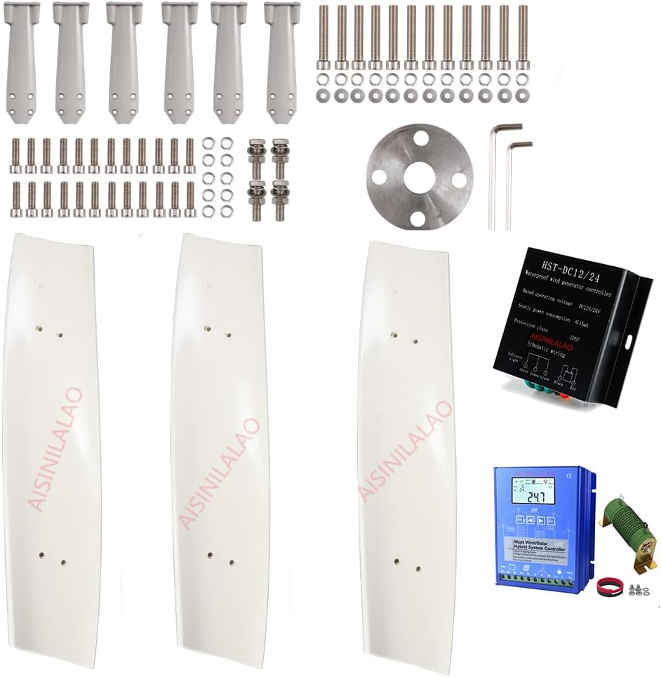 3000W Portable No Noise Wind Power Generator Wind Turbine Windmill with MPPT Controller 12V 24V 48V Suitable for Outdoor Power Generation(3 Blades)