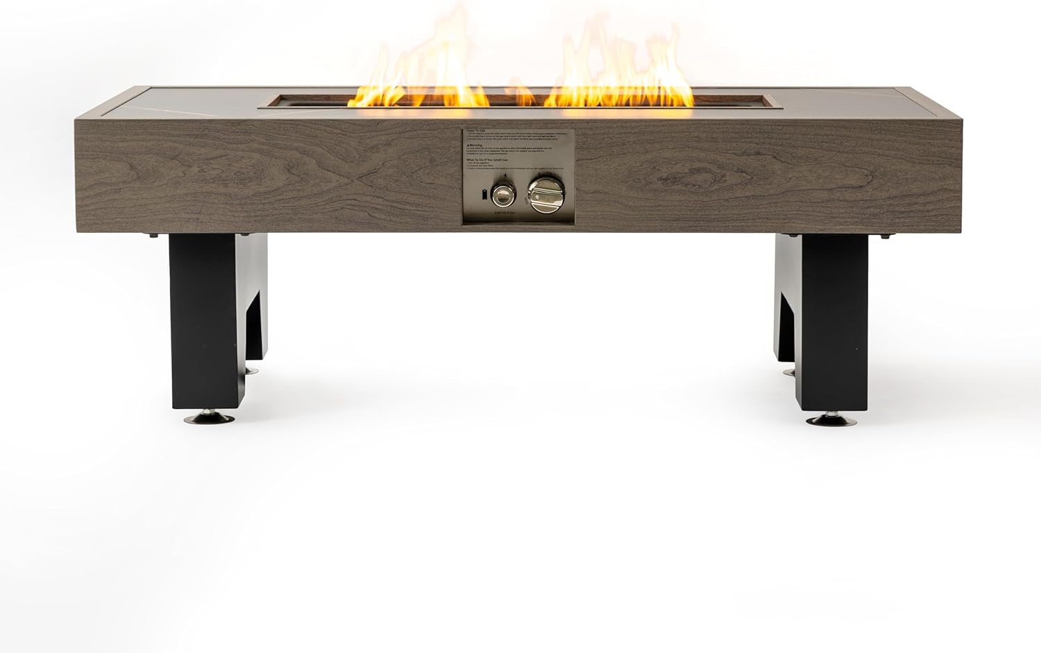 42 Inches Grey Wood Fire Pit Table – Indoor/Outdoor Fire Pit for Living Room, Patio, Backyard – Stylish & Functional Fireplace Table (1 Doors)