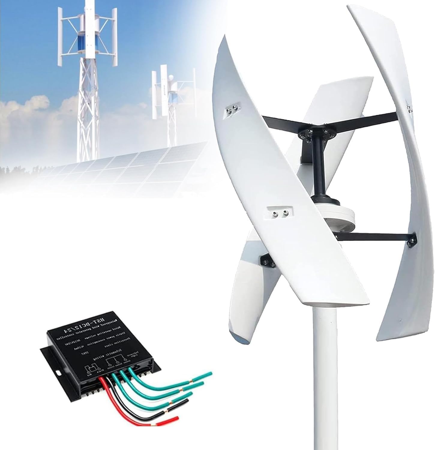 CAJUCA 9000W Wind Turbine Generator Kit Low Speed 3 Blades Wind Turbine Kit Windmill Generator 3 Phase Maglev Vertical Axis Wind Turbine