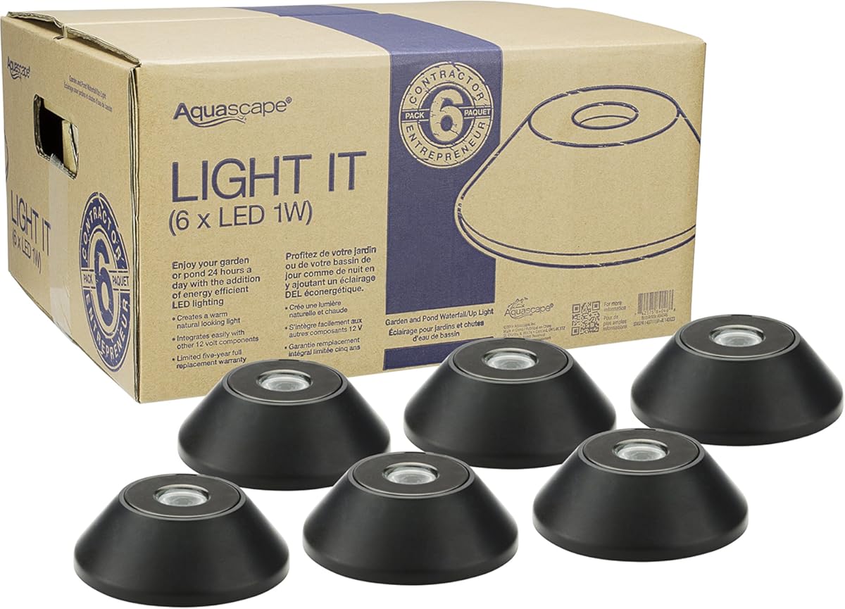 Aquascape PRO Contractor LED Waterfall and Landscape Accent Light (Pack of 6), 1 Watt Each | 84046