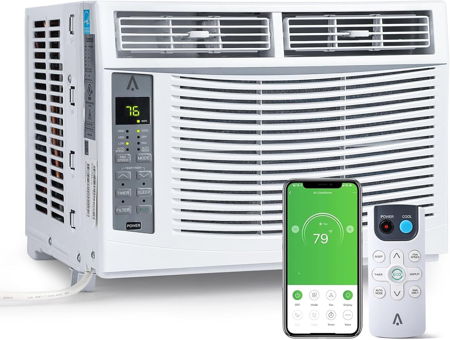 Window Air Conditioner 6000 BTU, Window AC Unit With WiFi Cooling Room 250sq.Ft, Energy Saving Window AC Unit With Remote & App Control & Timer Function & Easy Install Kit 115V/60Hz