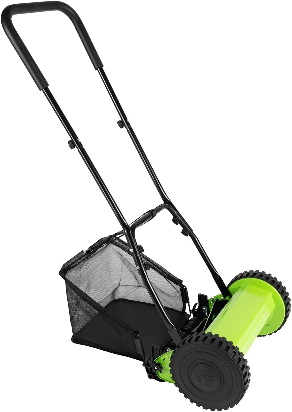 12 Inch Hand Push Reel Mower, 6 Gallon Grass Collection Bag & Adjustable Height, 5 Manganese Steel Blades with Large Capacity Grass Catcher Bag,Eco-Friendly Manual Lawn Mower for Small Yards