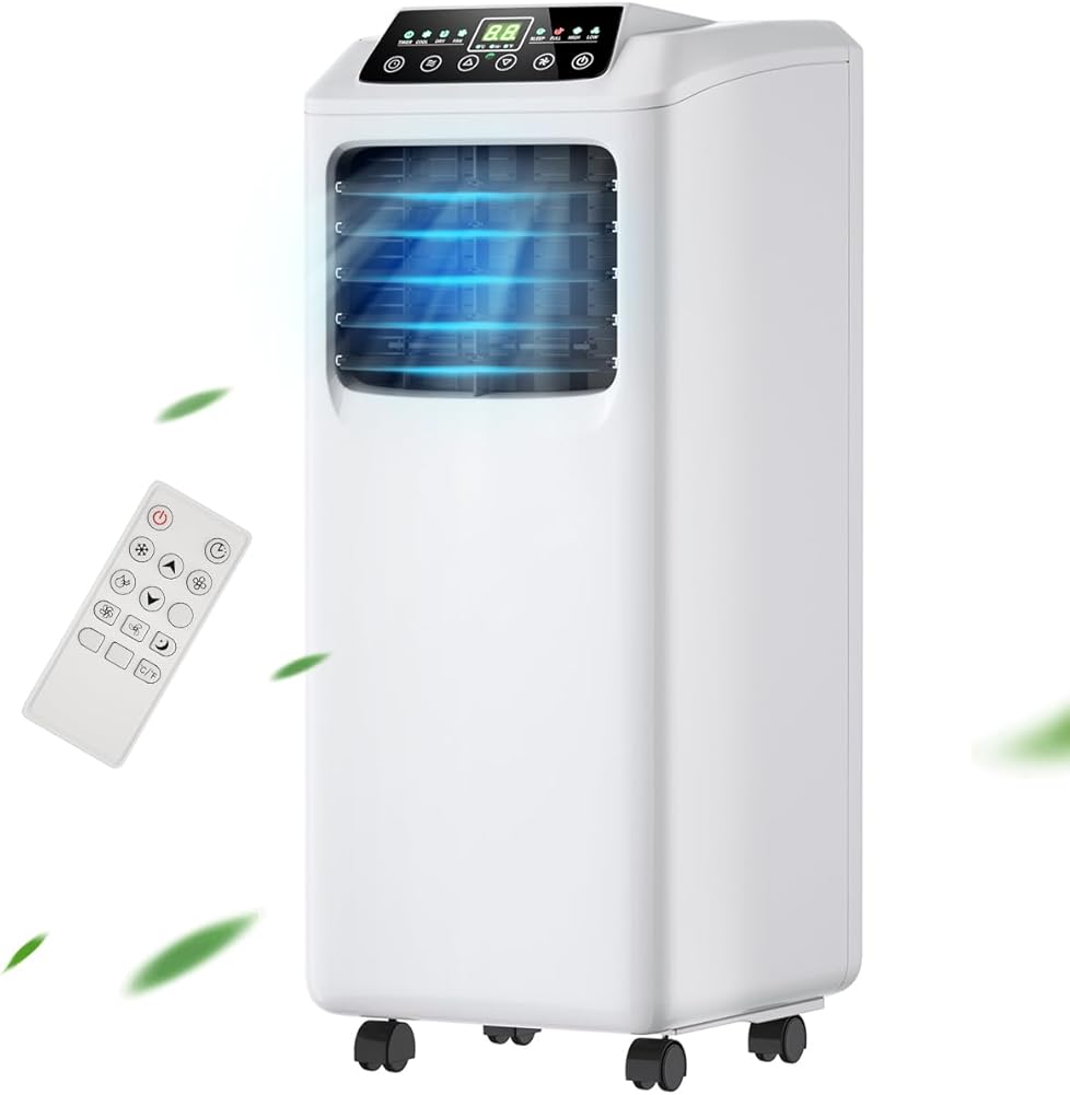 3-IN-1 Portable Air Conditioner, 8000BTU Easy cool Floor AC Unit with Dehumidifier, Remote Control, Complete Window Mount & Exhaust Kit, Air Conditioner for Office, Dorms, Living Room