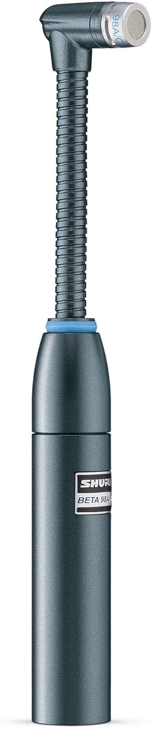 Shure BETA 98AMP/C Drum Microphone - Miniature Cardioid Condenser with Flexible Gooseneck, Integrated XLR Preamplifier, A75M Microphone Mount, Snap-Fit Windscreen - Ideal for Snares and Toms