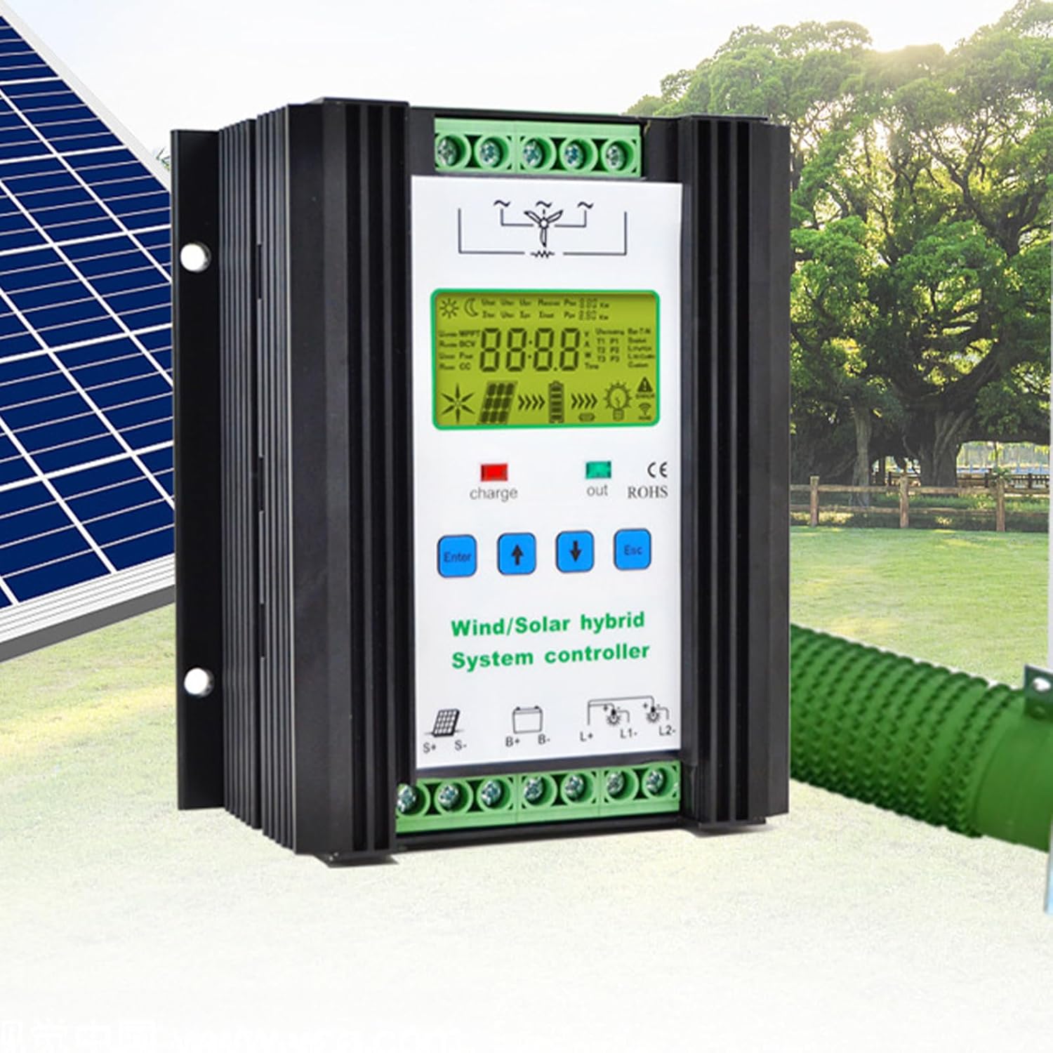 12V/24V/48V Off Grid Hybrid Wind Solar Controller,Wind and Solar Complementary Regulator with Unloader Apply to 8000W-10000W Wind Generator ,220V