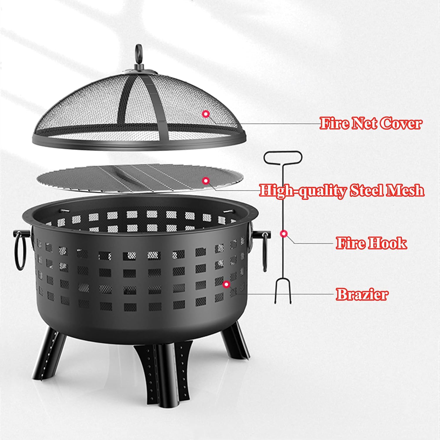 Multifunction Fire Pit & Bowl,Heating Campfire Barbecue Brazier,Outdoor Wood Burning Fire Pits