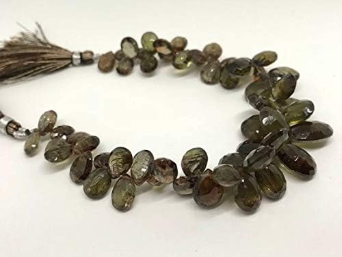 13 inch natural beads strand of 7x9-11x14mm faceted pear andalusite gemstone briolletes beads for DIY jewelry - necklace, bracelet, earring, ring.