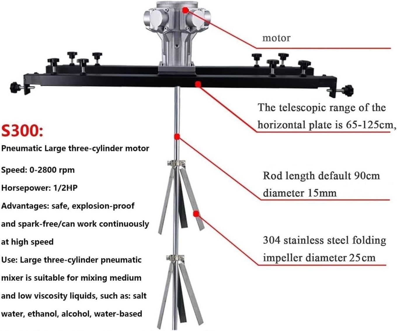 Air Agitator, Pneumatic Tank Mixer Machine, Paint Stirring Machine, Folding Propeller, with Support Hanger Paint Mixing Equipment