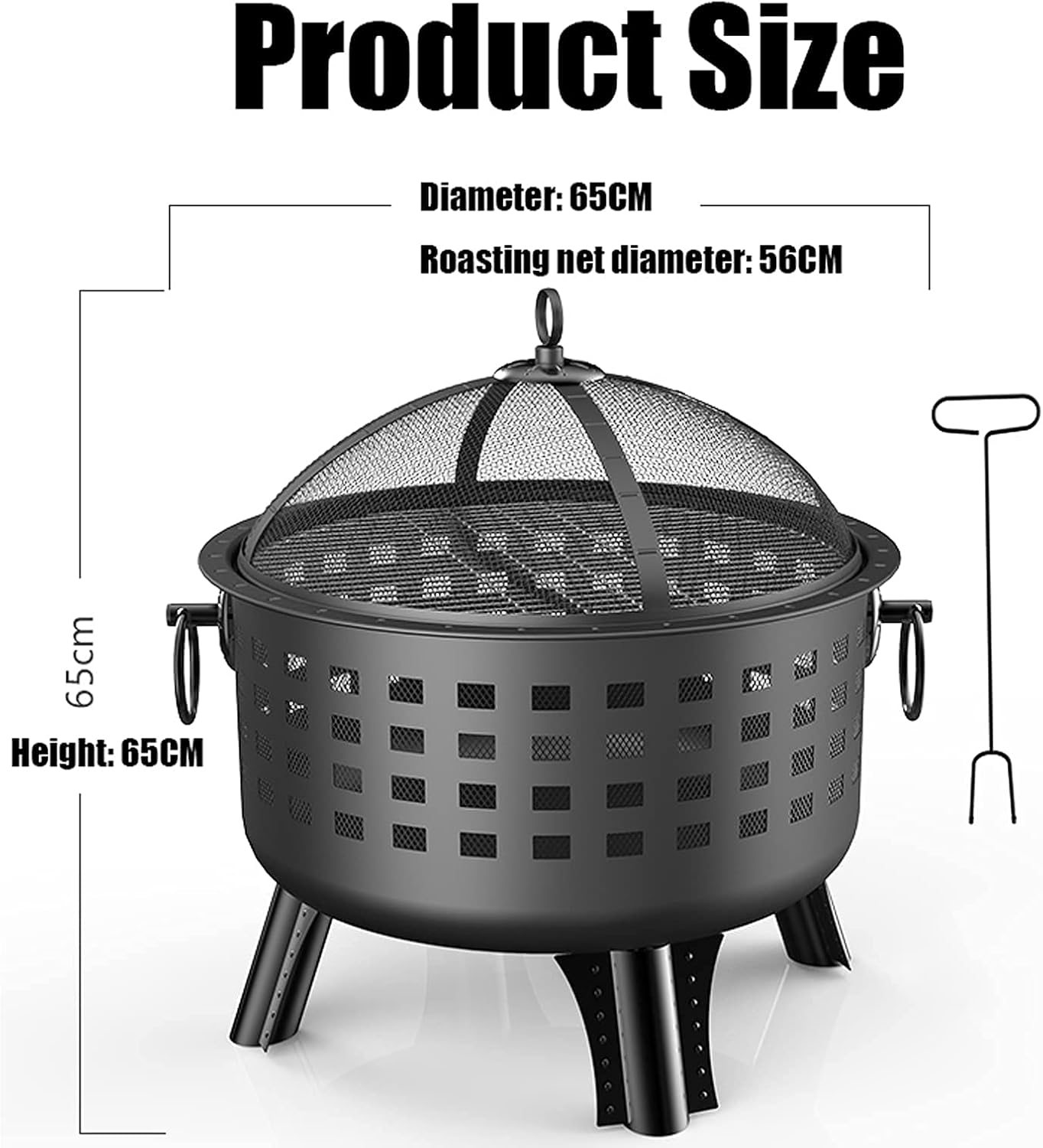 Garden Fire Pit Grill Bowl Grill Barbecue Rack Portable Fire Pit, Round Wood Burning Fire Pit, Fire Pit for Outdoor Garden Patio, for Outdoor Backyard Terrace Patio