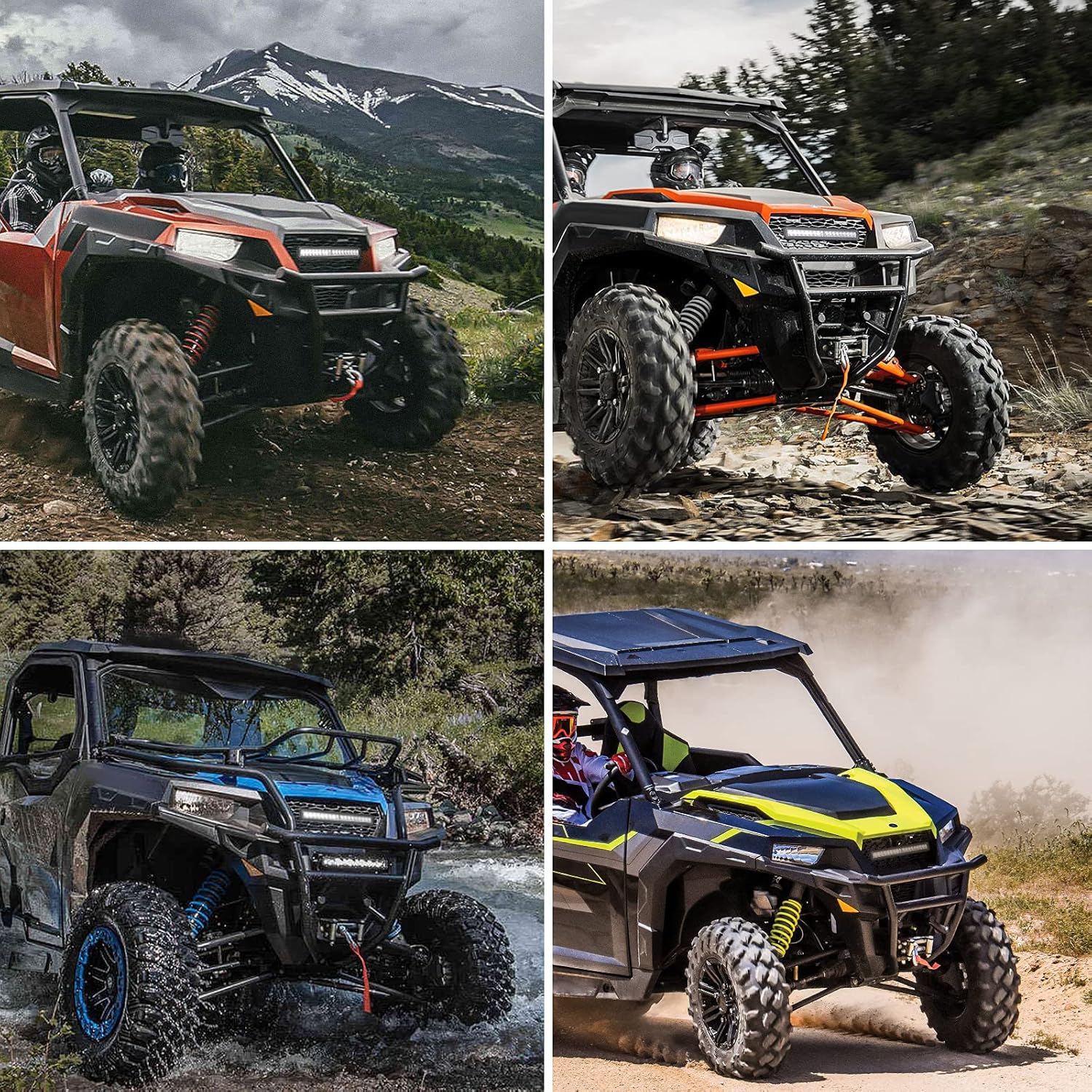 KEMIMOTO LED Grill Light Front Mesh Grille Compatible with Polaris General 1000/4 1000/ XP 1000/ XP4 1000 2016-2024 Grille Mesh with LED Light Bar Accessories