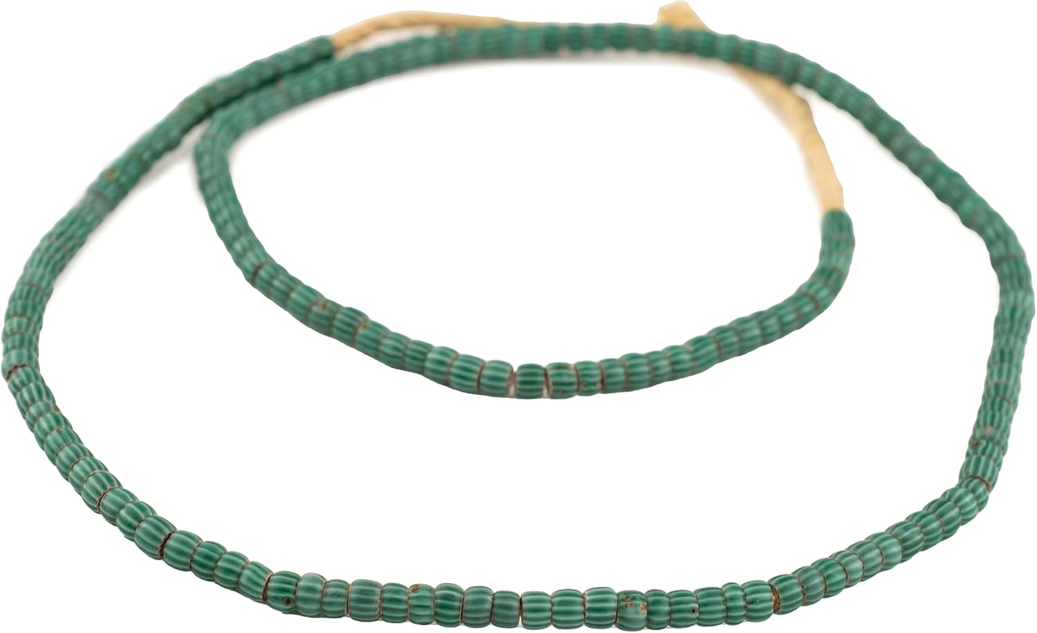The Bead Chest Small Green Watermelon Chevron Beads 5mm West Africa African Cylinder Glass 25 Inch Strand Handmade