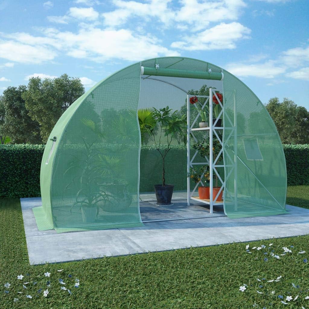 Durable Greenhouse Tent for Outdoor Garden Plants, Spacious UV-Resistant Green PE Mesh Cover with Galvanized Steel Frame for Hobby Gardening & Plant Protection