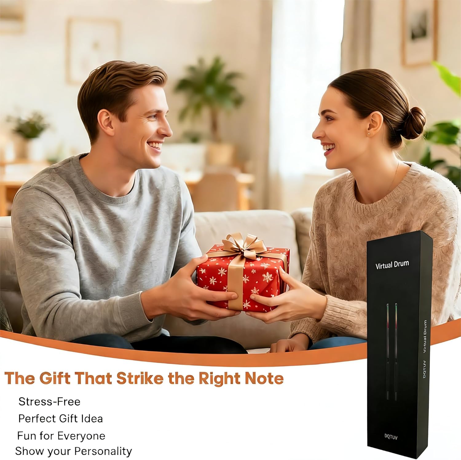 Air Drumsticks, Portable Practice Drum Kit Electric Drum Set with 8 Sounds, 3D Motion Sensing RGB for Home & Party Adults, Kids, Christmas Gifts